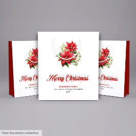 Elegant Christmas Bouquet Script Font Gift Bag Mittlere Geschenktüte