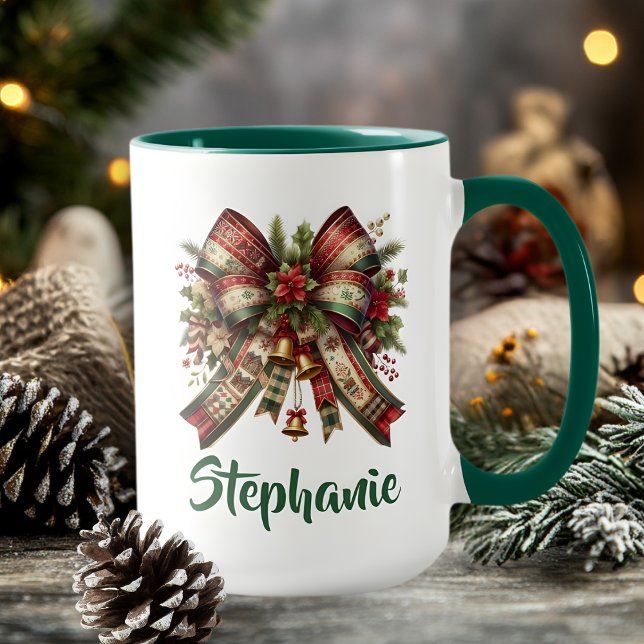 Elegant Christmas Bow Mug Gift Tasse (Von Creator hochgeladen)