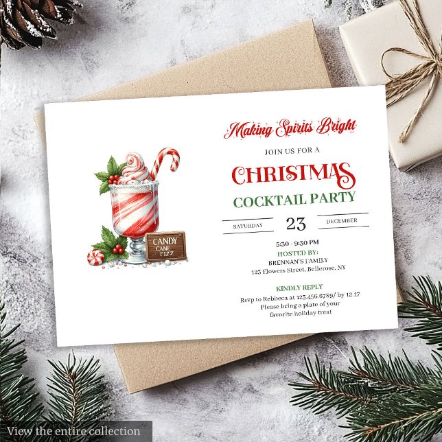 Elegant Christmas Cocktails Party printable invite Einladung (Elegant Christmas Cocktails Party printable invite)