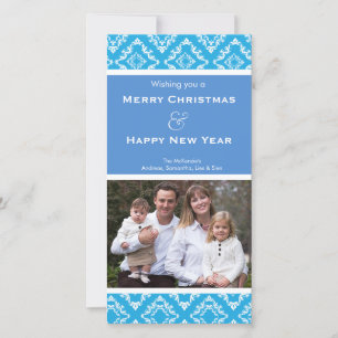 Elegant Christmas Damask Feiertagskarte