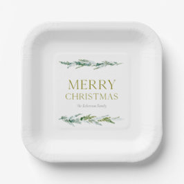 Elegant Christmas Evergreen Personalized Pappteller
