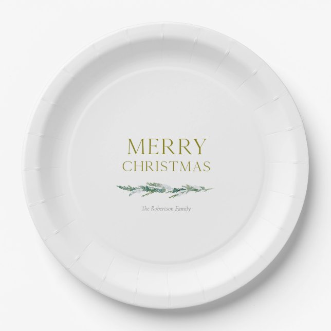 Elegant Christmas Evergreen Personalized  Pappteller (Vorderseite)