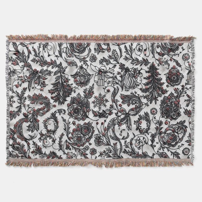 Elegant Christmas floral ornament pattern design Decke (Vorderseite)