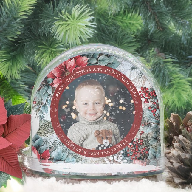 Elegant Christmas Floral Photo Snow Globe Schneekugeln (Von Creator hochgeladen)