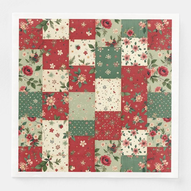 Elegant Christmas Floral Quilt Pattern  Serviette (Vorderseite)