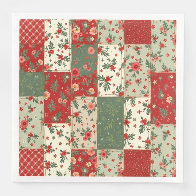 Elegant Christmas Floral Quilt Pattern  Serviette (Vorderseite)