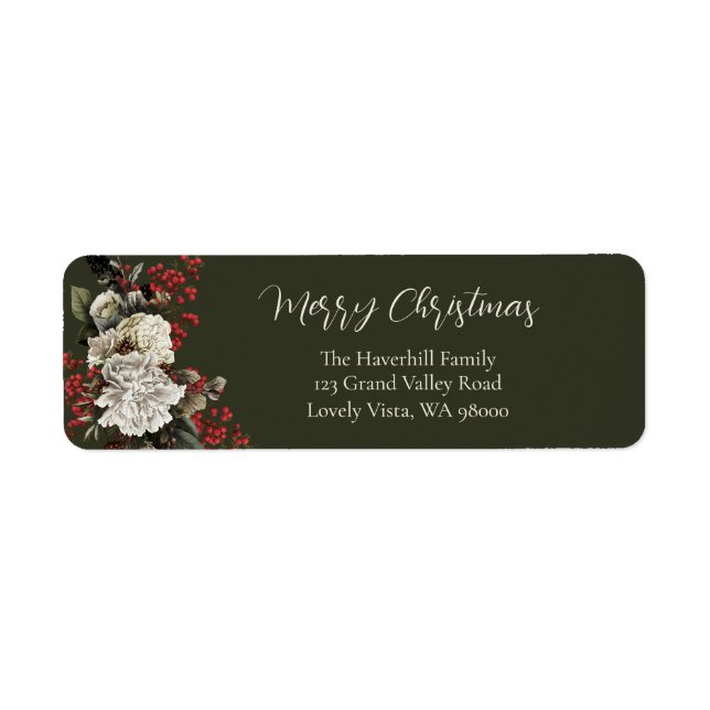 Elegant Christmas Floral Return Address (Vorne)