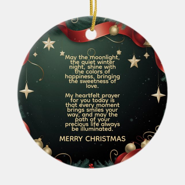 Elegant Christmas Frame Background with Gold Stars Keramik Ornament (Vorne)