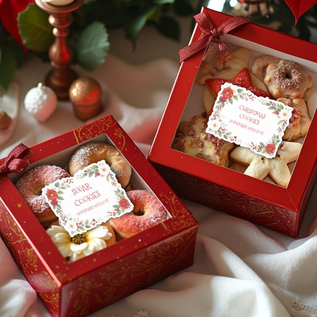 Elegant Christmas Frame For Cookies Exchange Aufkleber (Charming Elegant Christmas Frame For Cookies Exchange Party Stickers.)