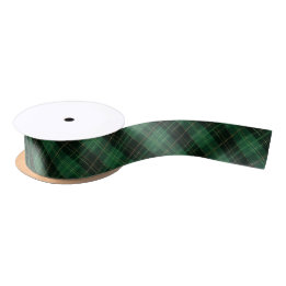 Elegant Christmas Green Plaid Festive  Satinband