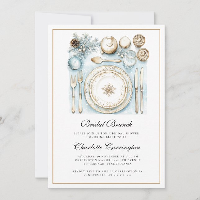 Elegant Christmas Holiday Bridal Brunch Invitation Einladung (Vorderseite)