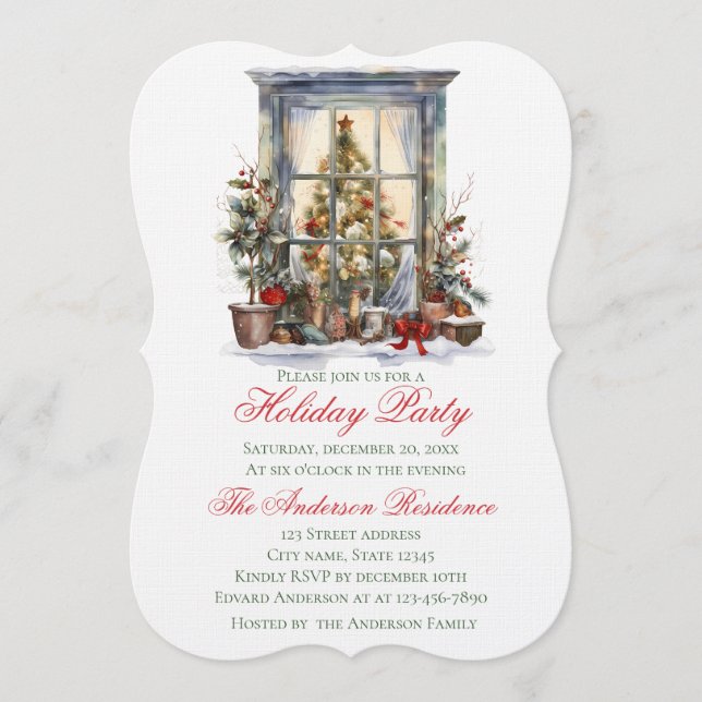 Elegant Christmas Holiday Invitation Window Einladung (Vorderseite)