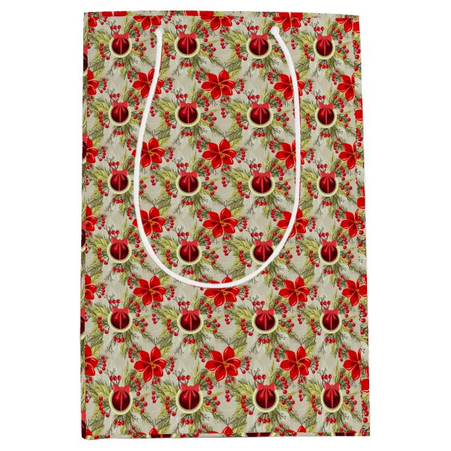 Elegant Christmas/Holiday Mittlere Geschenktüte (Vorderseite)