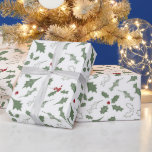 ELEGANT CHRISTMAS HOLLY GESCHENKPAPIER<br><div class="desc">Illustrierte handgezeichnete Winterheilige und Beeren ist ein elegantes und ikonisches Weihnachtsmuster.</div>