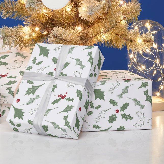 ELEGANT CHRISTMAS HOLLY GESCHENKPAPIER (Feiertage)