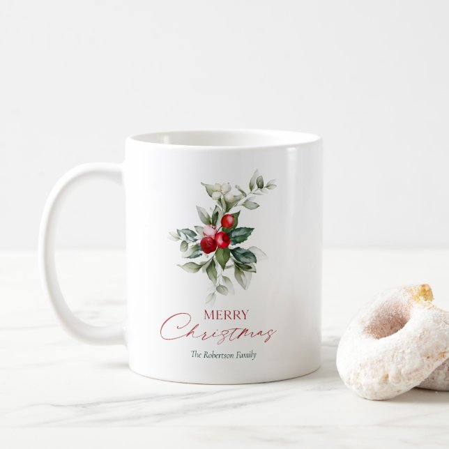 Elegant Christmas Holly Kaffeetasse (Mit Donut)