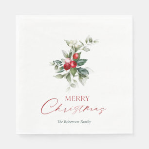 Elegant Christmas Holly Napkin Serviette
