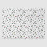 ELEGANT CHRISTMAS HOLLY SEIDENPAPIER<br><div class="desc">Illustrierte handgezeichnete Winterheilige und Beeren ist ein elegantes und ikonisches Weihnachtsmuster.</div>