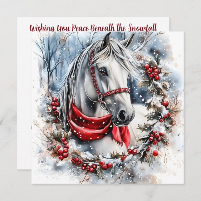 Elegant Christmas Horse with Winter Wreath Custom (Vorne/Hinten)