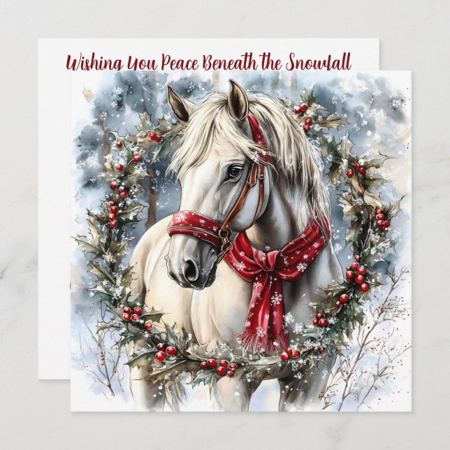 Elegant Christmas Horse with Winter Wreath Custom (Vorne/Hinten)