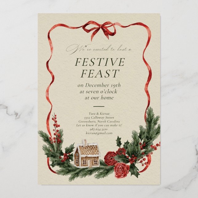Elegant Christmas Invitation Card Folieneinladung (Vorderseite)