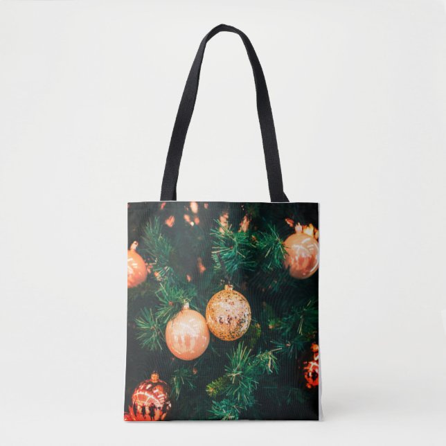 Elegant Christmas Ornaments on Evergreen Tote Bag (Vorderseite)