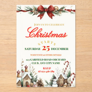 Elegant Christmas Party Invitation Acryleinladungen