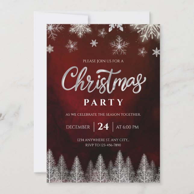 Elegant Christmas Party Invitation Einladung (Vorderseite)