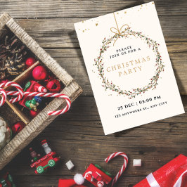 Elegant Christmas Party Invitation with Wreath Einladung