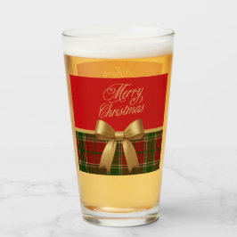 Elegant Christmas Plaid Glass Cup Glas