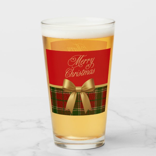 Elegant Christmas Plaid Glass Cup Glas (Vorne (Gefüllt))