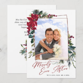 Elegant Christmas Poinsettia Photo Greeting Feiertagskarte