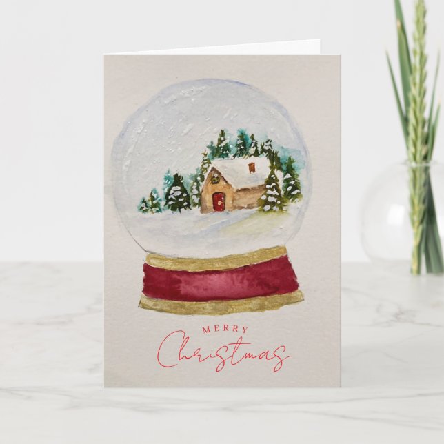 Elegant Christmas Snow Globe Greeting Card Karte (Vorderseite)
