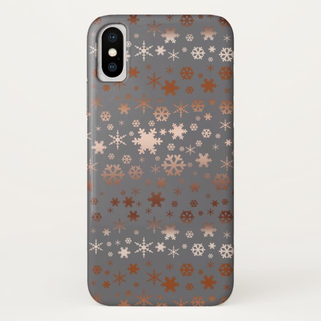 Elegant Christmas snowflake pattern rose gold Case-Mate iPhone Hülle (Rückseite)
