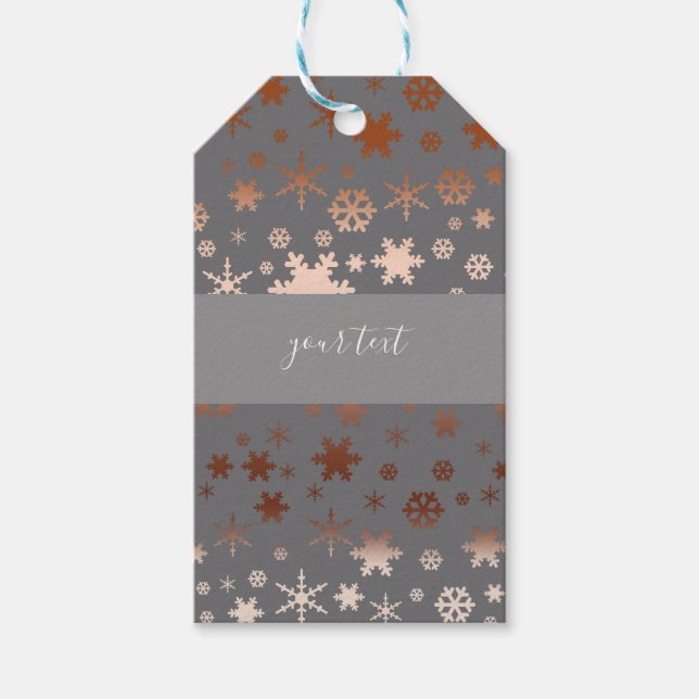 Elegant Christmas snowflake pattern rose gold Geschenkanhänger (Vorderseite)
