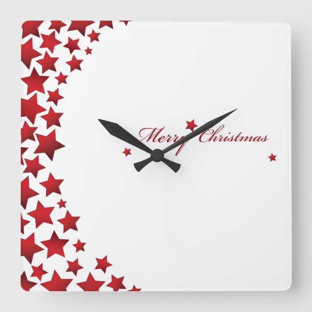 Elegant Christmas Star Wall clock Quadratische Wanduhr (Vorderseite)