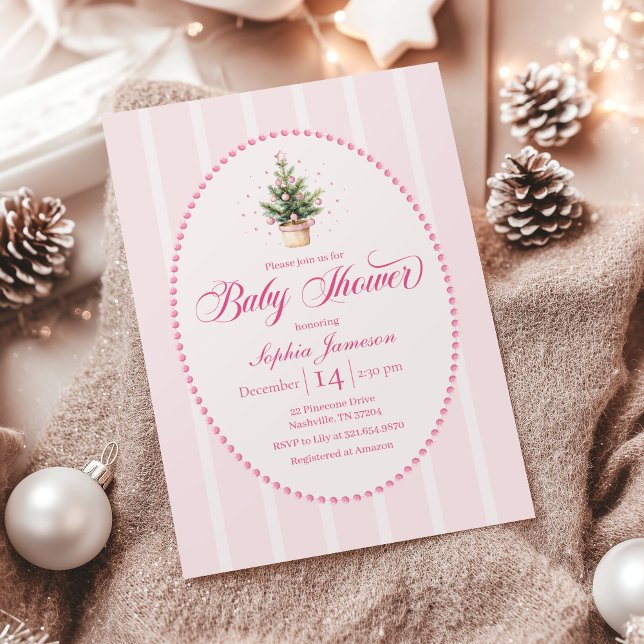 Elegant Christmas Tree Baby Shower Invitation Einladung (Von Creator hochgeladen)