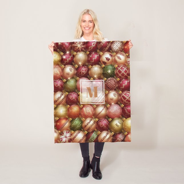 Elegant Christmas Tree Baubles Fleecedecke (Elegant Christmas Tree Baubles Fleece Blanket - SMALL 30" x 40" shown of 3 sizes)