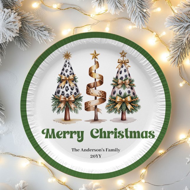 Elegant Christmas Tree Editable Custom Paper Plate Pappteller (Elegant Christmas Tree Editable Custom Paper Plates)