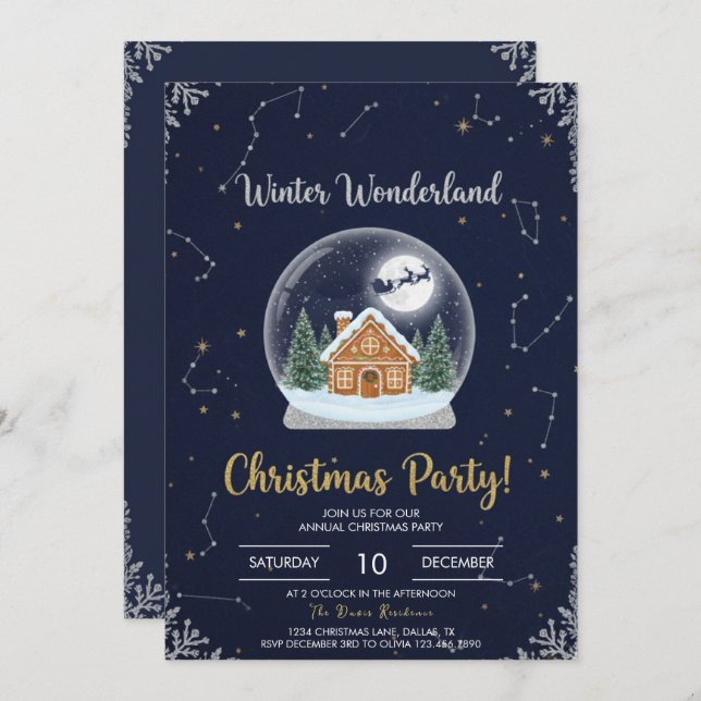 Elegant Christmas Tree Holiday Party Invitation Einladung (Vorne/Hinten)