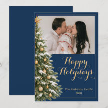 Elegant Christmas Tree Personalized Happy Holidays