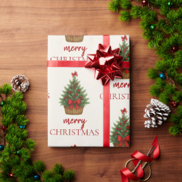 Elegant Christmas Tree – Red Ribbon Geschenkpapier