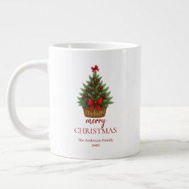Elegant Christmas Tree – Red Ribbon Jumbo-Tasse