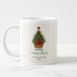 Elegant Christmas Tree – Red Ribbon Jumbo-Tasse