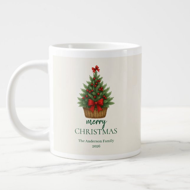 Elegant Christmas Tree – Red Ribbon  Jumbo-Tasse (Links)