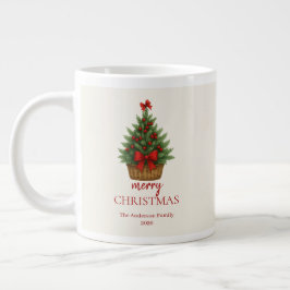 Elegant Christmas Tree – Red Ribbon  Jumbo-Tasse