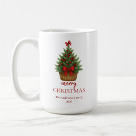 Elegant Christmas Tree – Red Ribbon Kaffeetasse