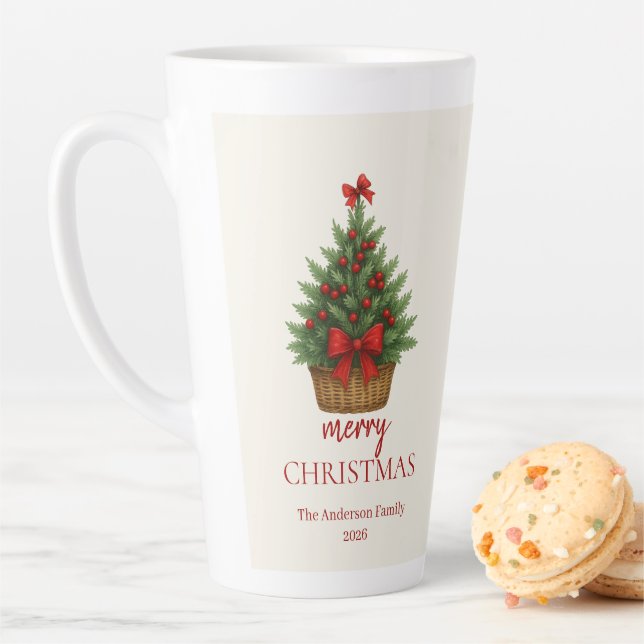 Elegant Christmas Tree – Red Ribbon  Milchtasse (Beispiel)