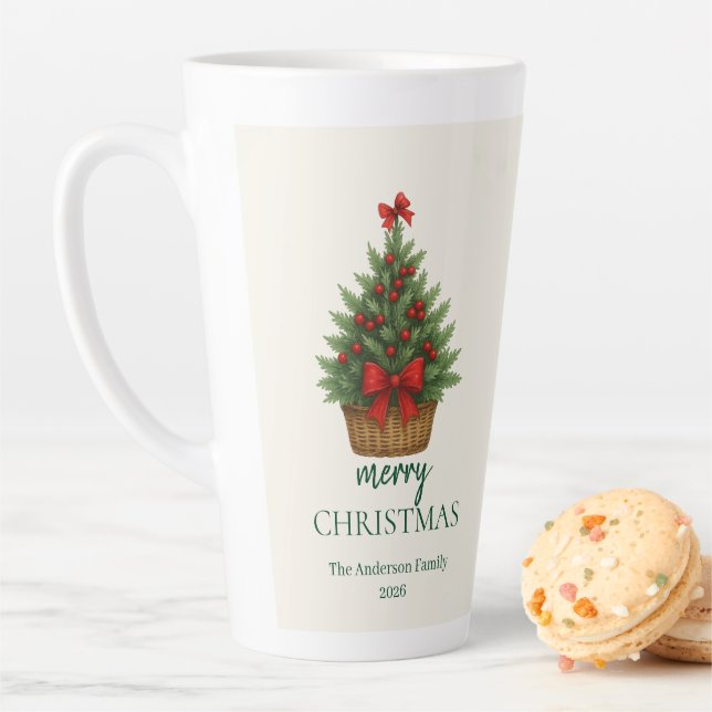 Elegant Christmas Tree – Red Ribbon  Milchtasse (Beispiel)