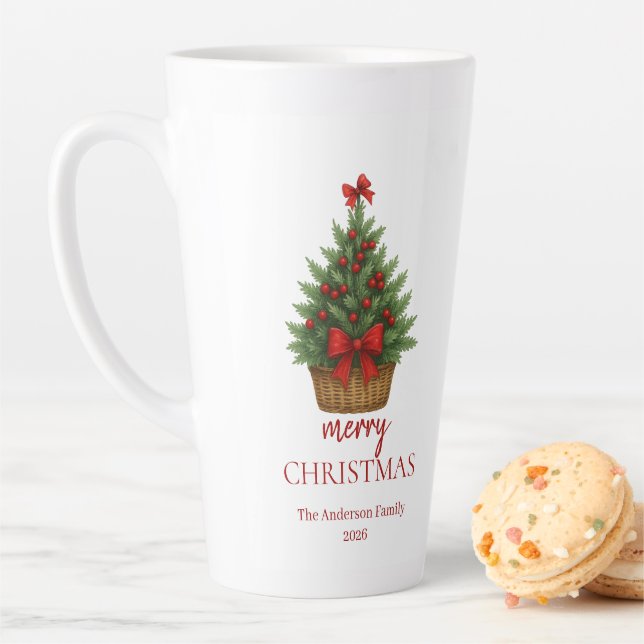 Elegant Christmas Tree – Red Ribbon  Milchtasse (Beispiel)